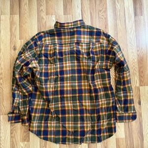 Pendleton Lodge Shirt: Green and Orange Wool Button Down Shirt